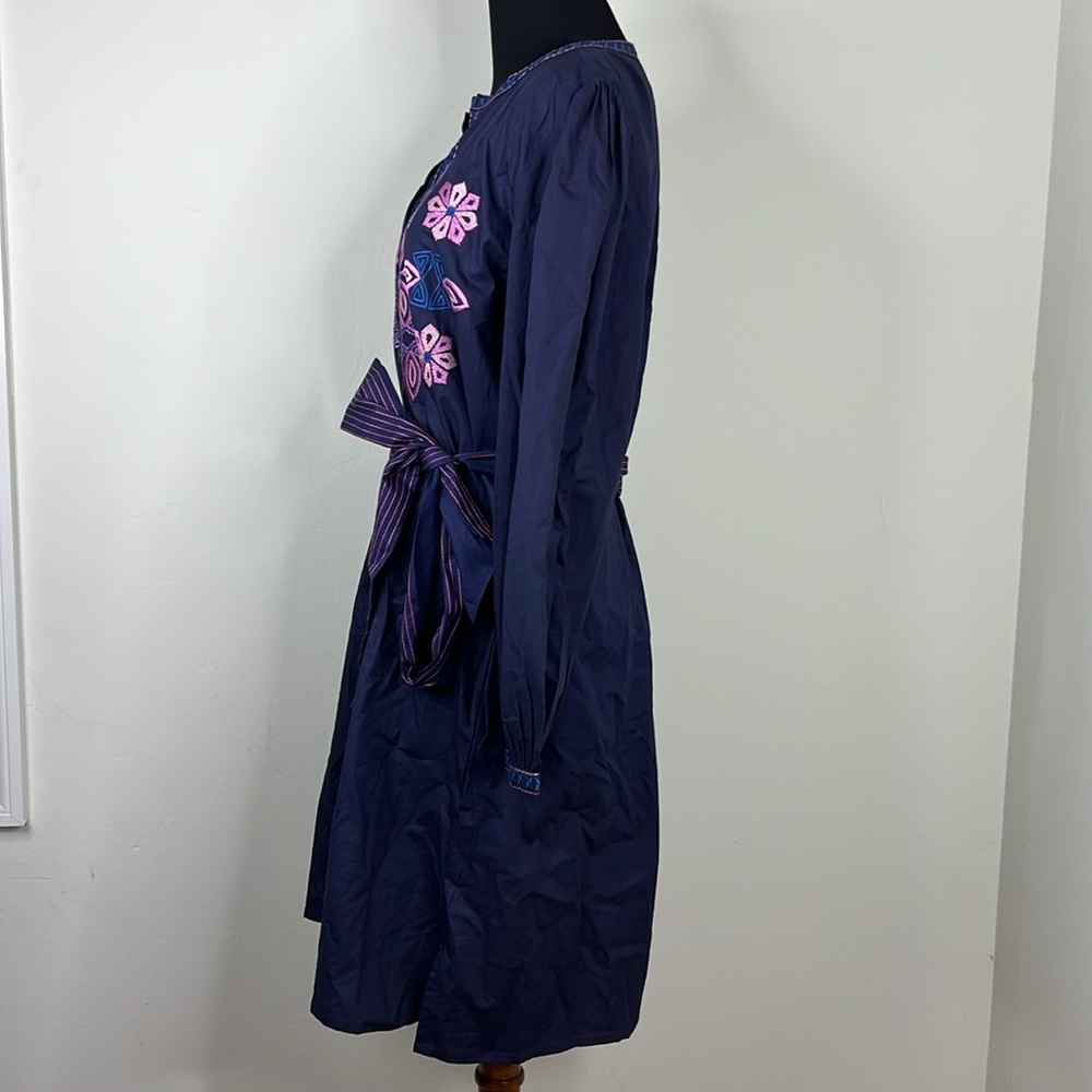 BELLA TU Navy Embroidered Longsleeve Dress XS - Picture 6 of 9